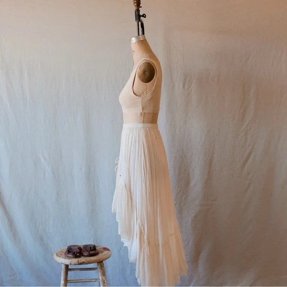 Spell Cream Maxi A-Line Skirt Asymmetrical High-Low - Picture 7 of 16